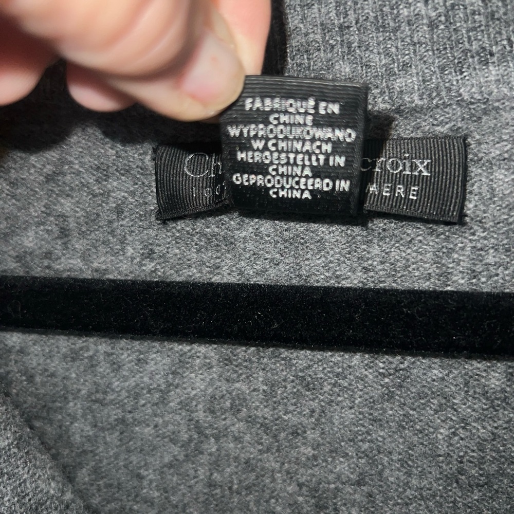 Christian Lacroix Sweater Mens XXL Gray Cashmere Half-Zip Mock Neck Pullover - Picture 5 of 8
